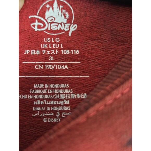 Disney Pizza Planet Sweatshirt Mens L Red Black Tie Dye Toy Story Thrashed - Picture 6 of 7